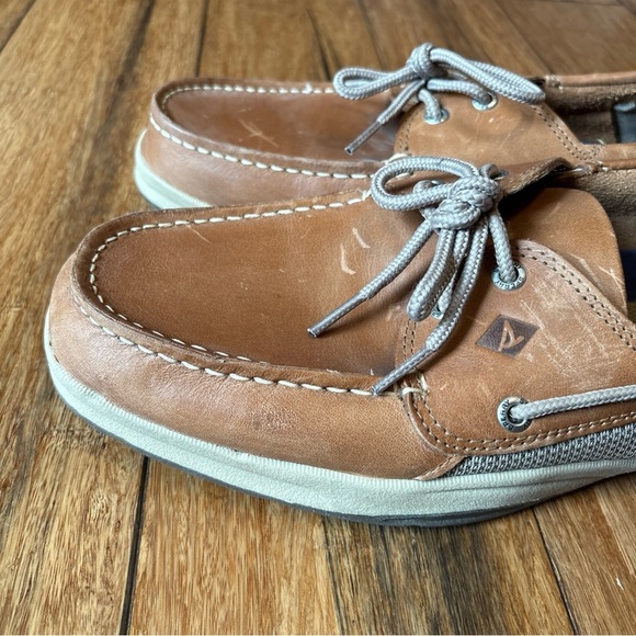 Sperry Top Sider Boat Shoes Mens 13 Slip Ons Loafer Tan Brown Leather Preppy - Picture 7 of 12